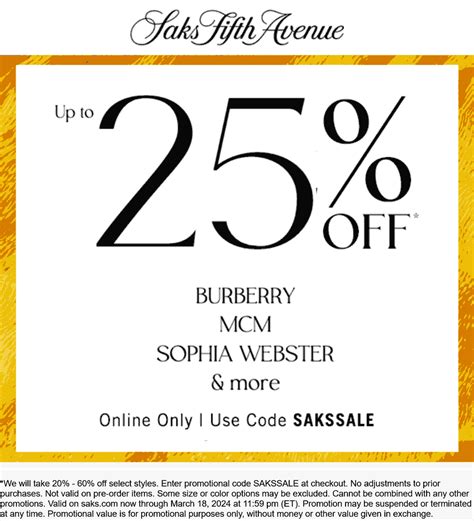 saks 5th discount code.